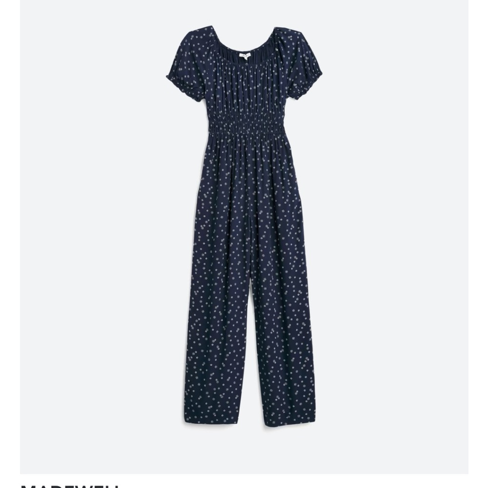 Geri Smocked Navy Jumpsuit